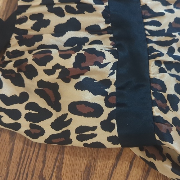 Animal Print 100% Silk Brown Black Babydoll Criss Cross Back Mini Dress Sz 4 - Picture 5 of 8